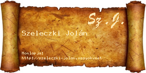 Szeleczki Jolán névjegykártya